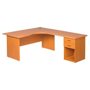 Pulse Office Workstation Desk with Two Drawer Desk High Pedestal Extended Panel
