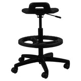 Q14 Industrial Draughtsman Chair ISC-DCH-IND-Q14, Black Ergonomic Drafting Chair with Adjustable Height and a Circular Foot Ring for Support.