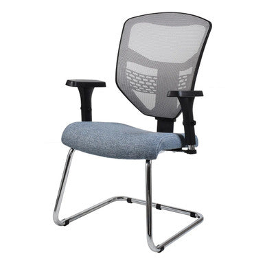 Que Mesh Visitor Office Chair with Y800 Adjustable Three Positional Arm Front Side View | Office Chairs | Office Stock