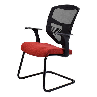 Que Mesh Visitor Office Chair with Y75 T-Shape Polyurethane Arm Front Side View | Office Chairs | Office Stock