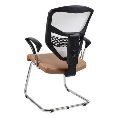 Que Mesh Visitor Office Chair with Y600 Chromed Arms Rear Side View | Office Chairs | Office Stock