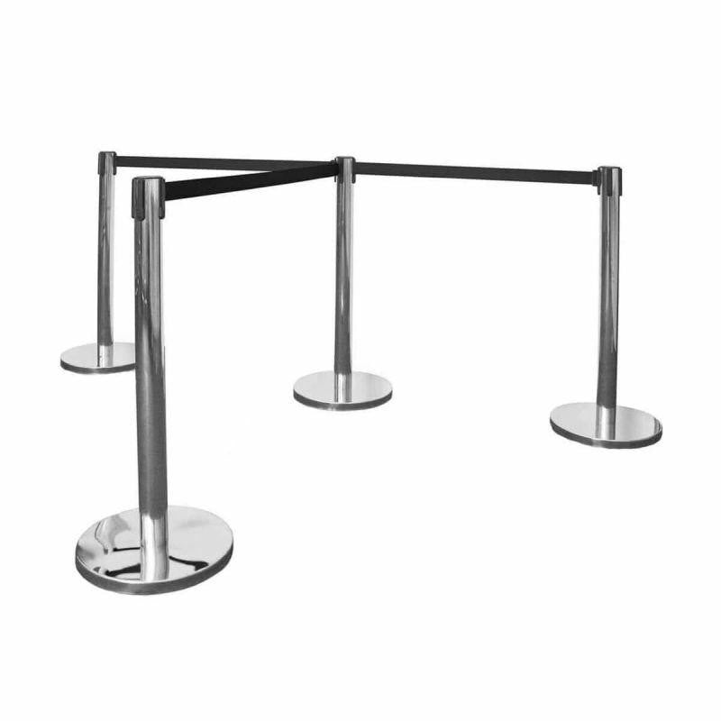 Queue Stands Chrome Legs and Black Belt Queue Stand [Office Stock]