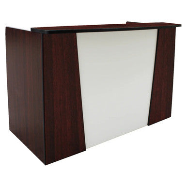 Reception Desk, White Front Panel FOF-RD-M309, with a Dark Wood Finish and Clean Modern Design.