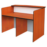 Reception Desk, White Front Panel FOF-RD-M309, Wooden Reception Counter with Black Trim and White Back Panel.