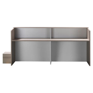 Reception Desk with White Front Panel FOF-REC-M328-20, Modern Office Reception Desk with a Sleek White Front Panel and a Spacious Top Surface for Greeting Visitors.