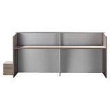 Reception Desk with White Front Panel FOF-REC-M328-20, Modern Office Reception Desk with a Sleek White Front Panel and a Spacious Top Surface for Greeting Visitors.