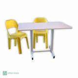 Melamine Double Pedestal Table with Steel Stand