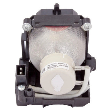 Replacement Data Projector Lamp for the (OP0465) Projector, Image Shows the Projector Lamp with a Black Plastic Housing and a White Bulb Inside, Used for Replacement in Compatible Projectors.