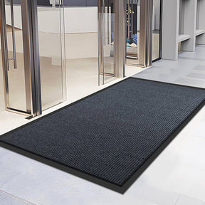 Black Rubberised Door Mat, Office Stock South Africa Shop, Durable and Comfortable, Placed at Office Entrance, Perfect for South Africa Door Mats, Enhancing Function and Aesthetics in Receptions and Meeting Areas.