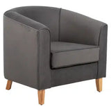 Grey Sabina Tub Chair by Office Stock South Africa with Wooden Legs, Ideal for Hospitality Settings