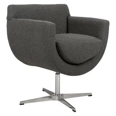 Salem Tub Chair with Curved Design, Dark Grey Upholstery, and Chrome Base by Office Stock South Africa