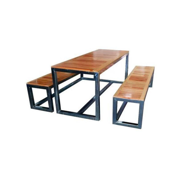 Saligna Wood Table with Steel Frame