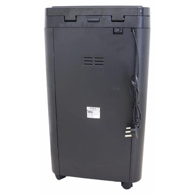 Shredder Paper 140 Sheets 4 x 12 mm Mini Cross Cut Auto Feed, Black Office Paper Shredder with Power Cord and Vent on the Back Panel.