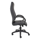 Siavita High-back Office Chair by 67, a Sleek Black Mobility Chair with Ergonomic Design, Featuring a High Backrest, Cushioned Seat, and Adjustable Armrests on a Sturdy Five-Star Base with Wheels.