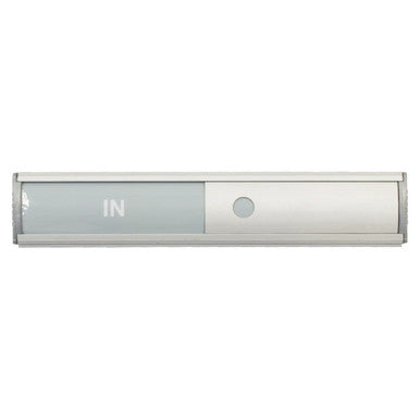 67 Sign Frame, 50 x 280 mm, with in/Out Slide, Featuring a Transparent Sheet for Custom Text, in a Retail Pack, Displaying an in Out Sign with a Grey and White Design, Aluminium Frame, and Clear Plastic Cover.