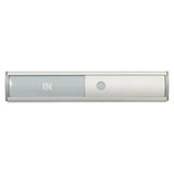 67 Sign Frame, 50 x 280 mm, with in/Out Slide, Featuring a Transparent Sheet for Custom Text, in a Retail Pack, Displaying an in Out Sign with a Grey and White Design, Aluminium Frame, and Clear Plastic Cover.