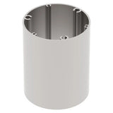 Anodised Aluminium Pole Extrusion, 80 mm Wide and 3600 mm Tall, from Brand 67, Featuring a Cylindrical Shape with Holes for Sign Frame Legs, Showcasing a Sleek, Silver Finish and Durable Construction.