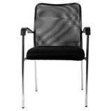 Simple Mesh Visitor Office Chair by 67, Featuring Durable Plastic Armrests, a Breathable Mesh Backrest, and Sleek Metal Legs, Presented in Black with a Sturdy 20kg Build, Showcasing Its Modern and Elegant Design.