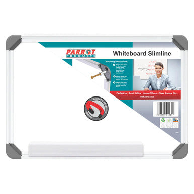 Slimline Magnetic Whiteboard (300 x 450 mm - Non-Retail) BD1115, Magnetic Surface Whiteboard with Aluminium Frame for Small Office and Home Office Use.