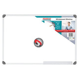 Slimline Magnetic Whiteboard (600 x 450 mm) BD1120, a Clean and Modern Whiteboard with a Magnetic Surface, White Frame, and a Small Tray for Markers.