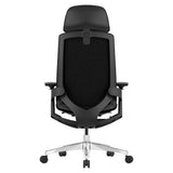 Solitaire High-back Office Chair, Ergonomic Black Office Chair with Adjustable Headrest, Mesh Back Support, Padded Armrests, and Swivel Base on Wheels.