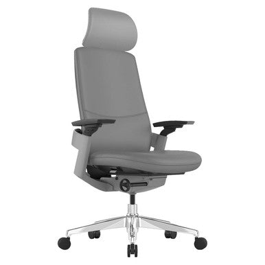 Solitaire High-back Office Chair, Ergonomic Office Chair with High-back, Adjustable Armrests, and Cushioned Seat and Backrest in Grey Colour.
