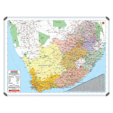 South African Aa Map 1200 x 900 mm, Detailed Map of South Africa Showing Regions, Cities, Roads, and Geographical Features.