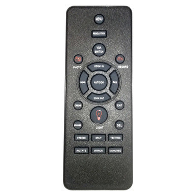 Black 67 Brand Remote Control, Spare Remote for VZ0002 Visualizer, Featuring Various Buttons for Classroom Tools, Including Navigation and Function Keys, Designed for Educational Use.