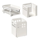 Square Punch Desk Set: Two – Tier Letter Tray, Paper Cube Holder, and Pencil Cup