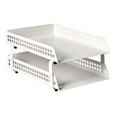 Square Punch Steel Two-Tier Letter Tray