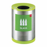 Stainless Steel, Recycling Bin. Including - 1 X Bin Matching Lid and Base, Wording Included.