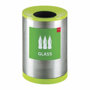 Stainless Steel, Recycling Bin. Including - 1 X Bin Matching Lid and Base, Wording Included.