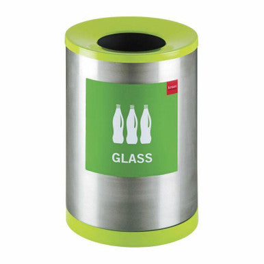 Stainless Steel, Recycling Bin. Including - 1 X Bin Matching Lid and Base, Wording Included.