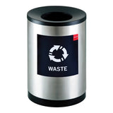 Stainless Steel, Recycling Bin. Including – 1 X Bin Matching Lid and Base, Wording Included.