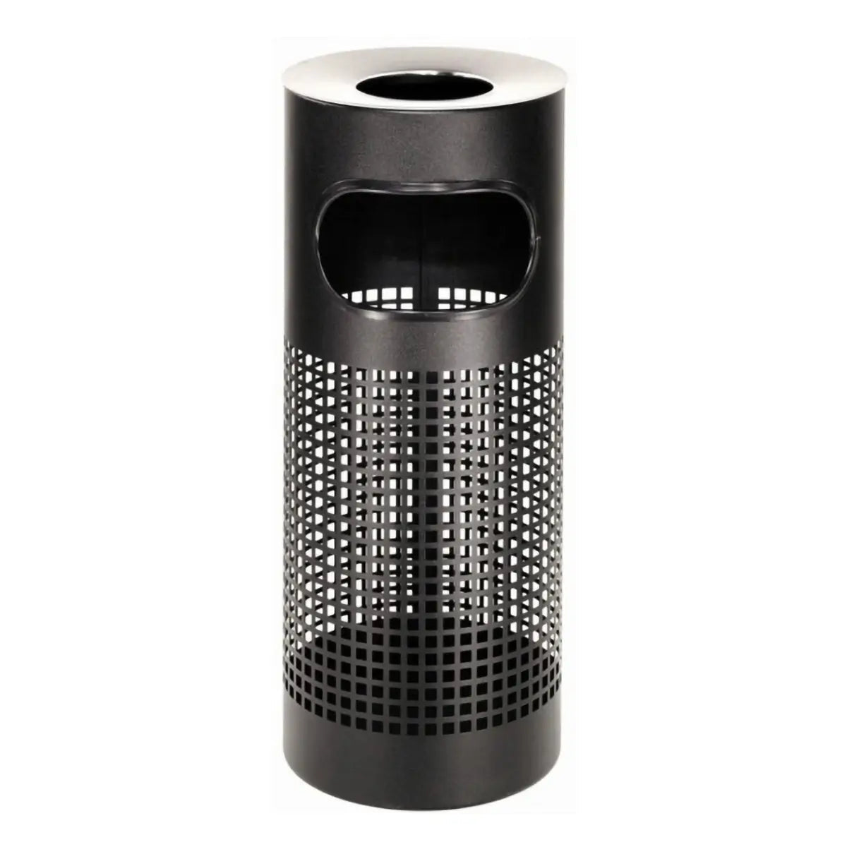 Stainless Steel Square Punch Standing Ashtray Litter Bin – BLACK
