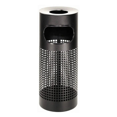 Stainless Steel Square Punch Standing Ashtray Litter Bin – BLACK