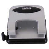 Steel Hole Punch (30 Sheets - Silver), a Compact Silver and Black Hole Puncher Designed for Punching up to 30 Sheets of Paper.