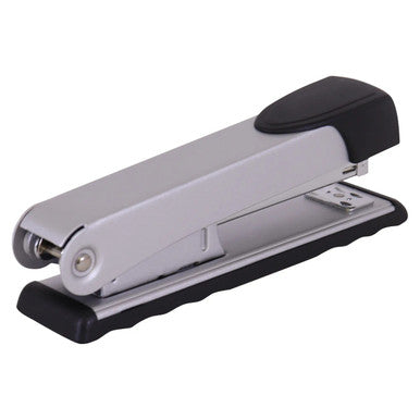 Silver Heavy-Duty Stapler by 67, with Black Accents, Loads 210 Standard Staples, Staples 20 Pages, and Suitable for Office and Home Use, Featuring a Durable and High-Quality Design in a Sleek Silver and Black Finish.