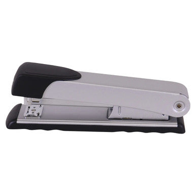 Silver 67 Steel Stapler, Loads 210 Staples, Staples 20 Pages. Durable Home Office Tool with Black Grip, Suitable for Office and Home Use, Featuring 24/6 and 26/6 Staple Sizes.