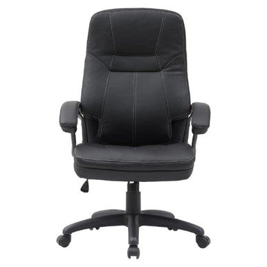 Stud High-back Office Chair | JOC-HCH-CH9700, Black Leather Ergonomic Desk Chair with Adjustable Height and Armrests for Comfortable Office Seating.