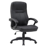 Stud High-back Office Chair, Black Leather Ergonomic Executive Desk Chair with Adjustable Height and Swivel Base.