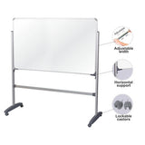 T-Leg Set, Adjustable Width Whiteboard with Horizontal Support and Lockable Casters for Mobility and Stability, Designed for Boards from 1600 mm to 2400 mm.