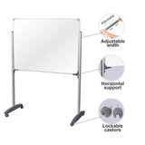 T-Leg Set, Adjustable-Width Whiteboard with Horizontal Support and Lockable Castors for Mobility, Designed for Boards up to 1500 mm.