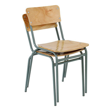 Traditional School Chair with Wooden Seat and Backrest, Metal Frame, from Office Stock South Africa, Ideal for Educational Environments as Part of Traditional School Furniture, Showcasing Comfort and Durability with a Simple, Classic Design.