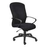 Tuscan High-back Office Chair by 67, a Plush Cushioning Chair with Black Upholstery, Metal Frame, and Five-Star Base with Casters, Featuring a High-back and Armrests, Designed for Comfort and Ergonomic Support.