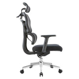 Up Ergo High-back Office Chair, Ergonomic Black Office Chair with Adjustable Headrest, Lumbar Support, and Chrome Base with Caster Wheels.