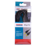 USB 2.0 (a Male to a Male) Cable, 1.8 Metres Long, Black Colour, Shown in Packaging with Brand Parrot Products and Image of the Cable with Gold-Plated Connectors.