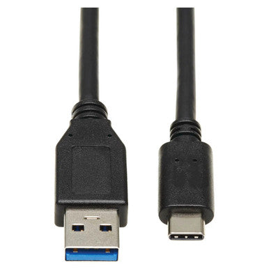 USB 3.0 cm to Am 3 Metres Cable, Black USB Cable with Type-C and USB 3.0 Connectors for Data Transfer and Charging.