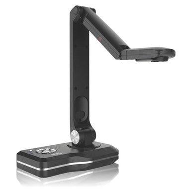 Visualizer Presenter Deluxe by 67, a Black Document Camera with Built-in LED Lights, 13MP Cmos Sensor, and Rotating Camera Head, Ideal for Presentations and Large Image Capture, Compatible with Various Devices and Microscope Eyepieces.