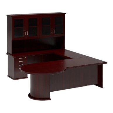 Volante Managerial Office Desk with Four Glass Door Top Unit with Pedestal